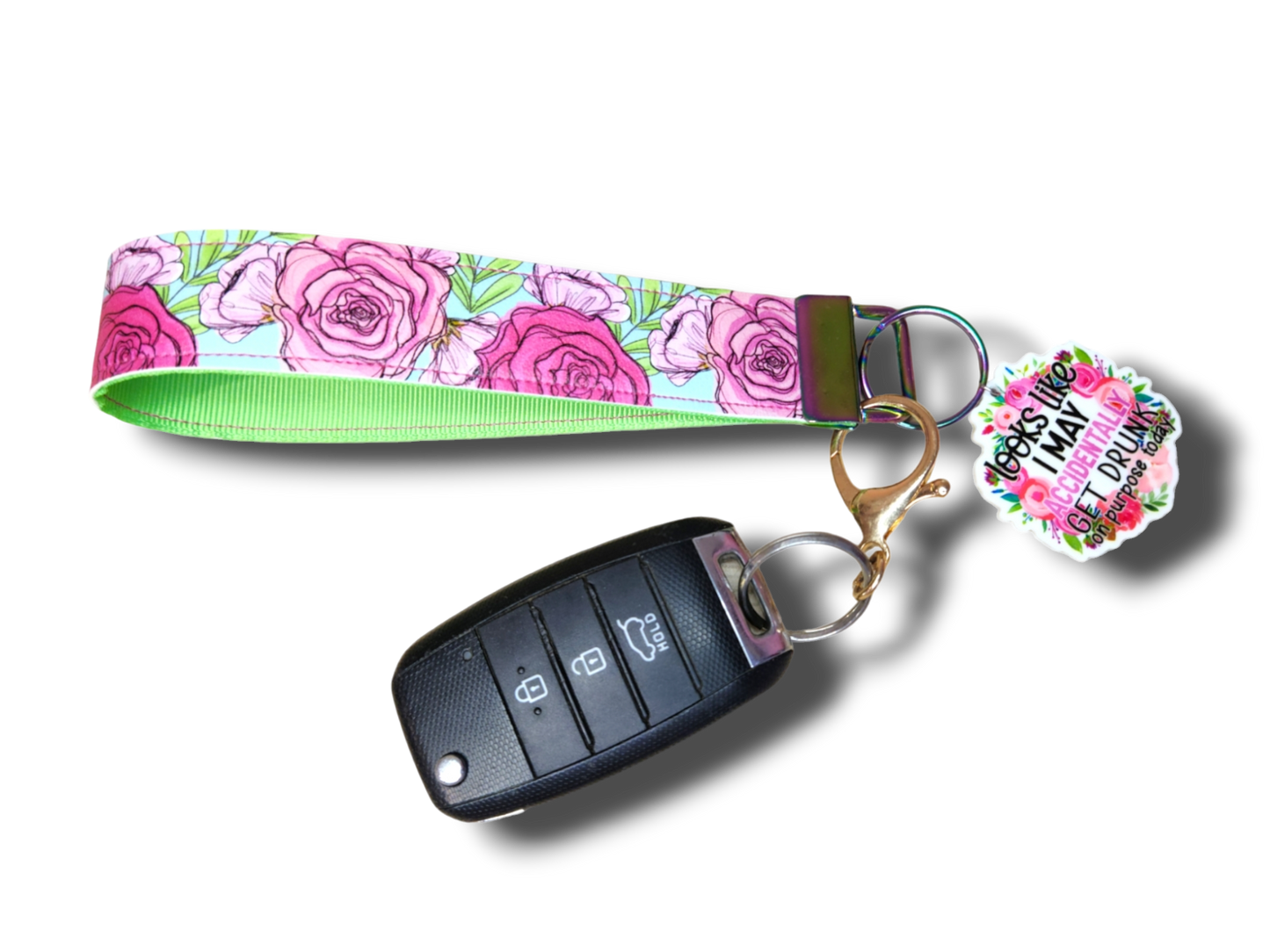 Drunk Floral Key Fob Wristlet