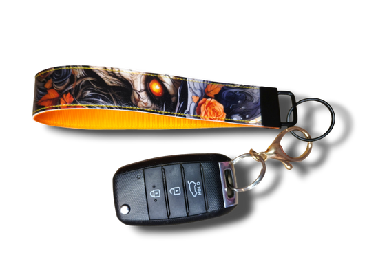 Orange Skull Key Fob Wristlet