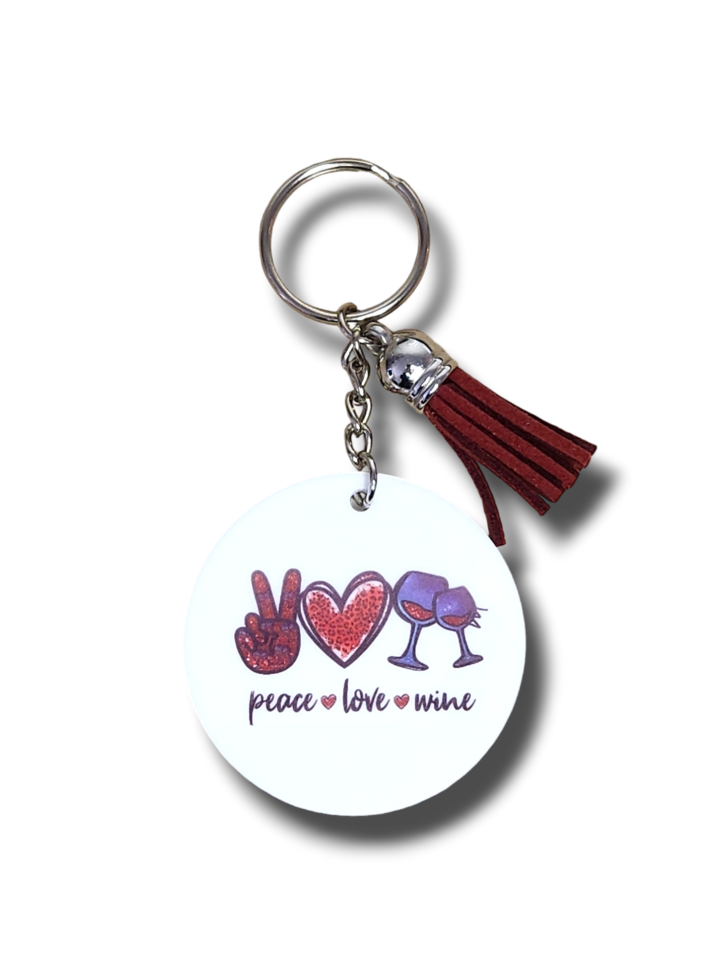 Peace Love Wine Keyring