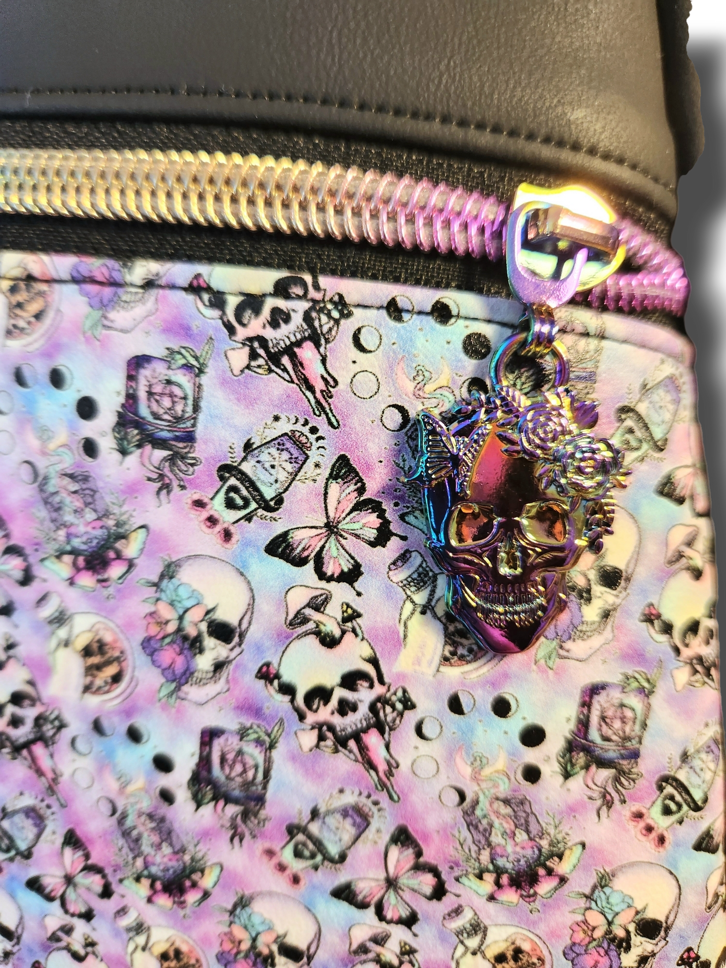 Handmade Purple Skulls Cross Body Bag