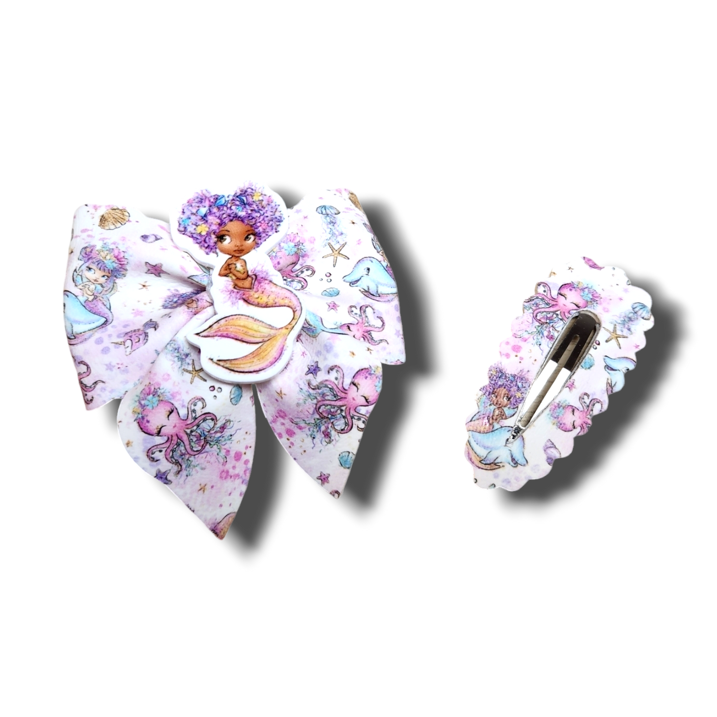 Mermaid Sailor Bow & Clip Set