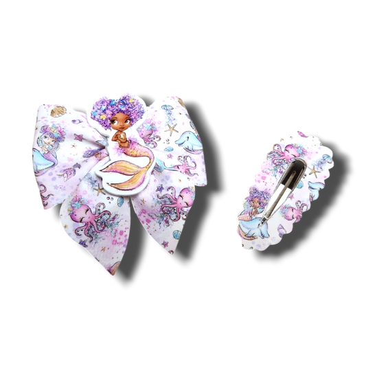 Mermaid Sailor Bow & Clip Set