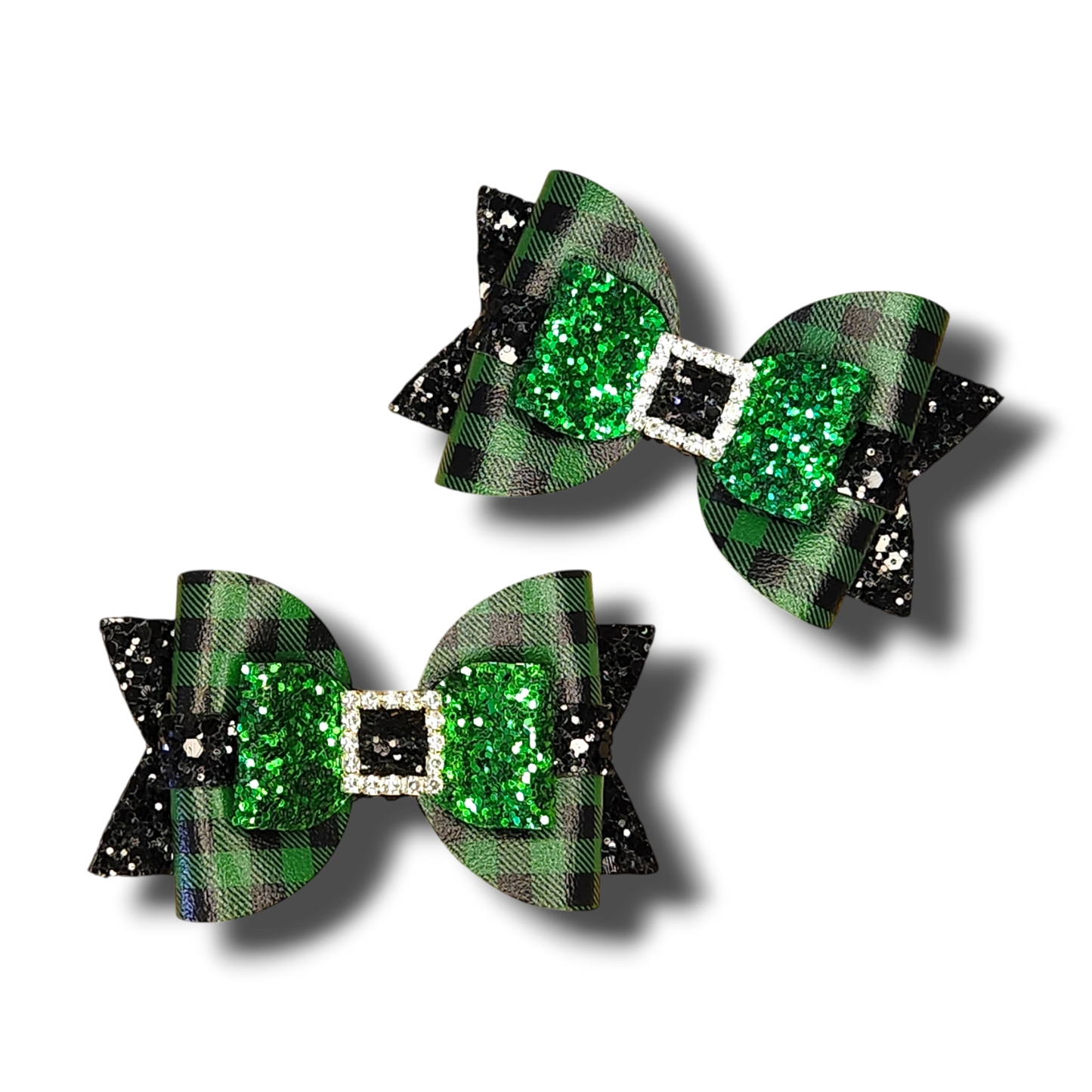 Xmas Green Gingham Piggy Bows