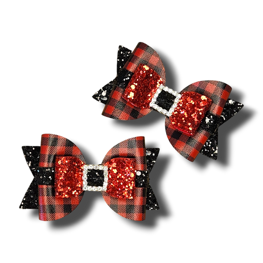 Xmas Red Gingham Piggy Bows