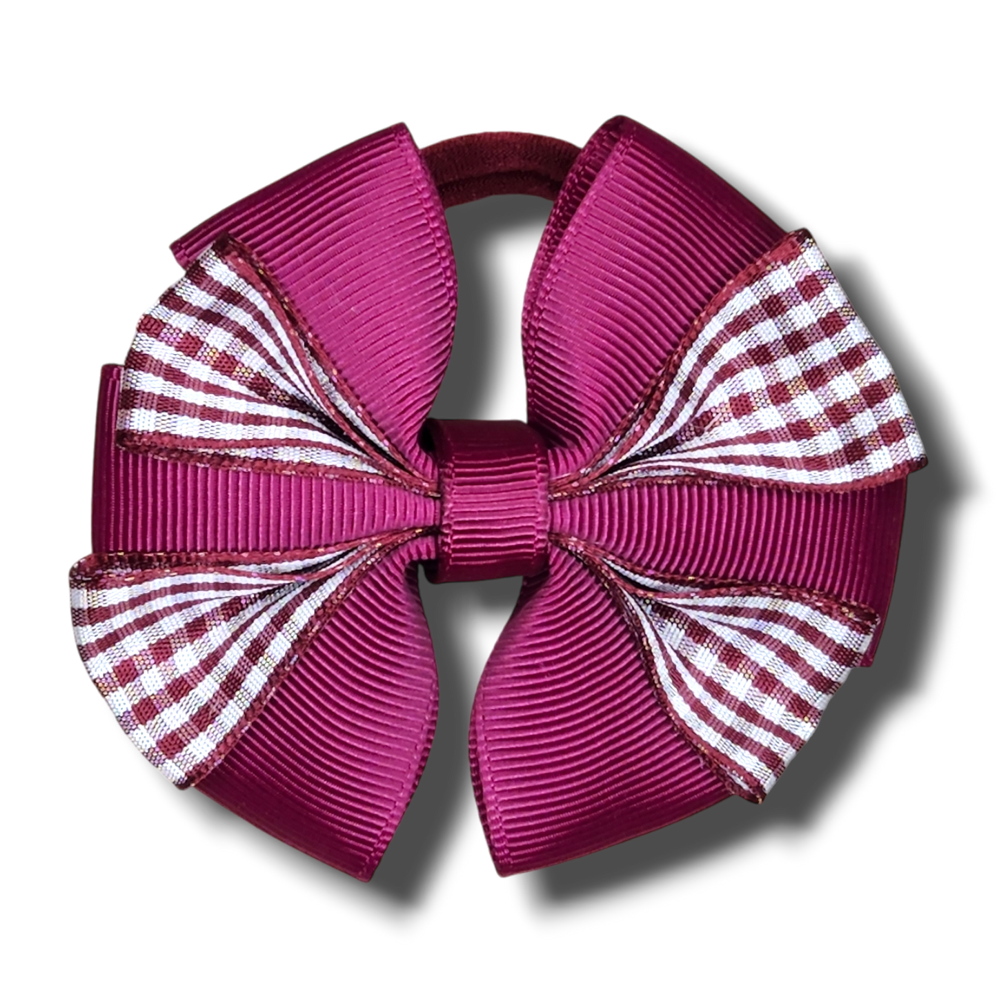 Burgundy/Gingham Hair Tie