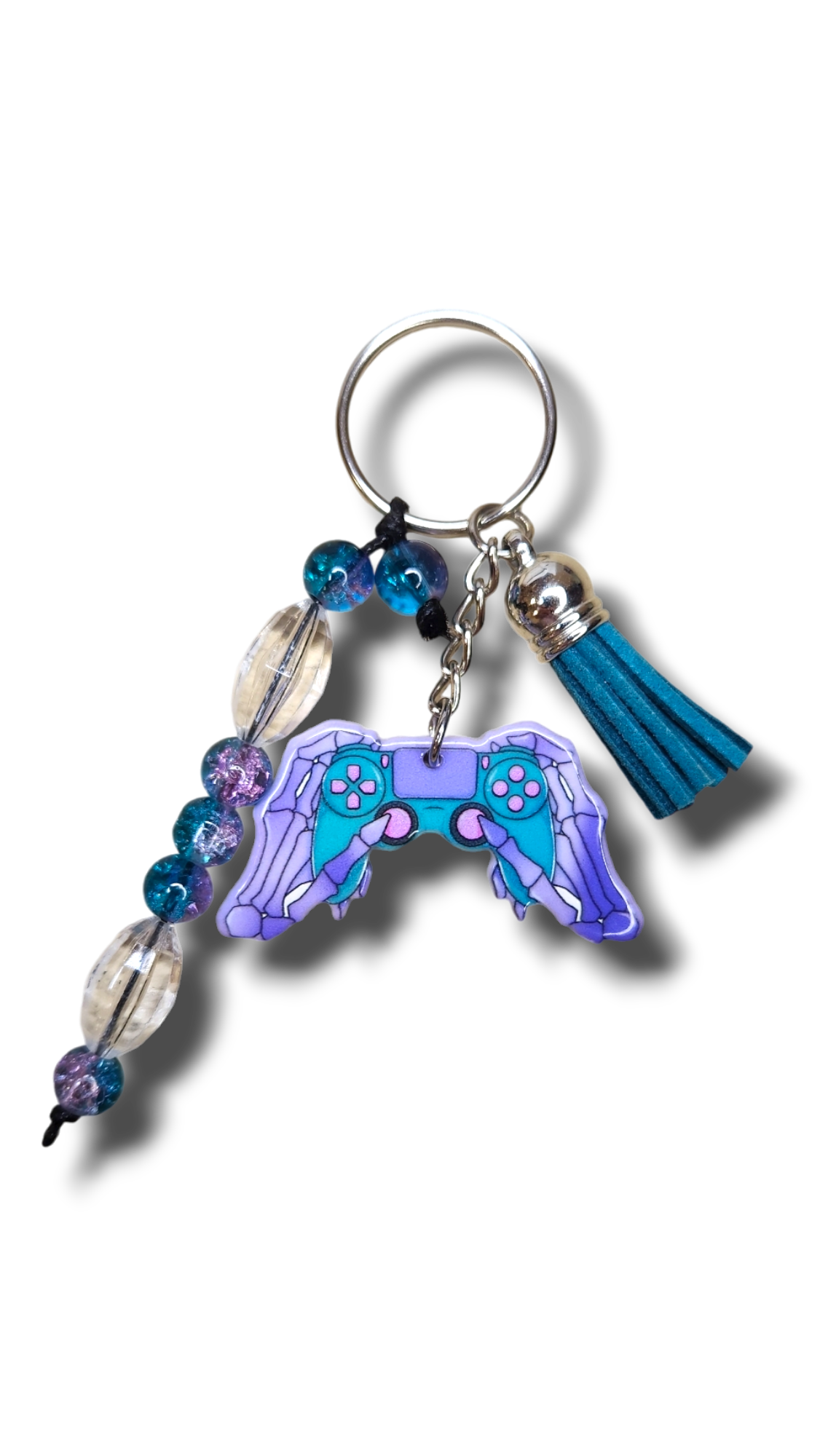 Purple Controller Beaded Keyring