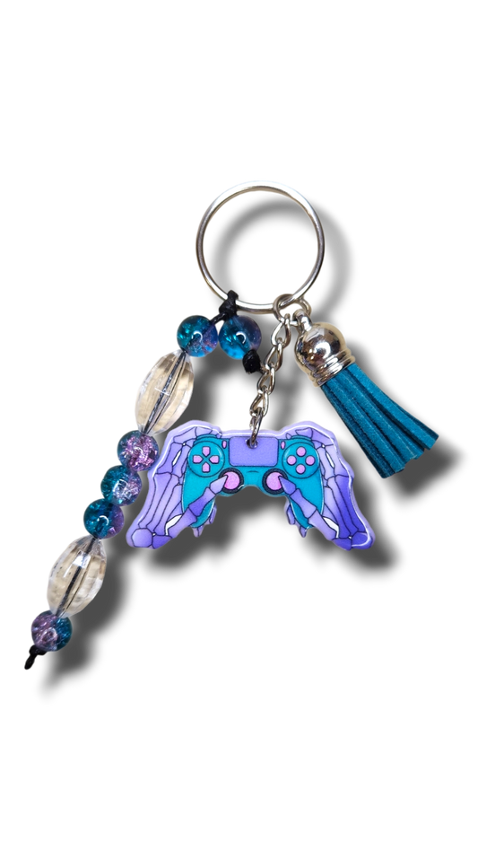 Purple Controller Beaded Keyring