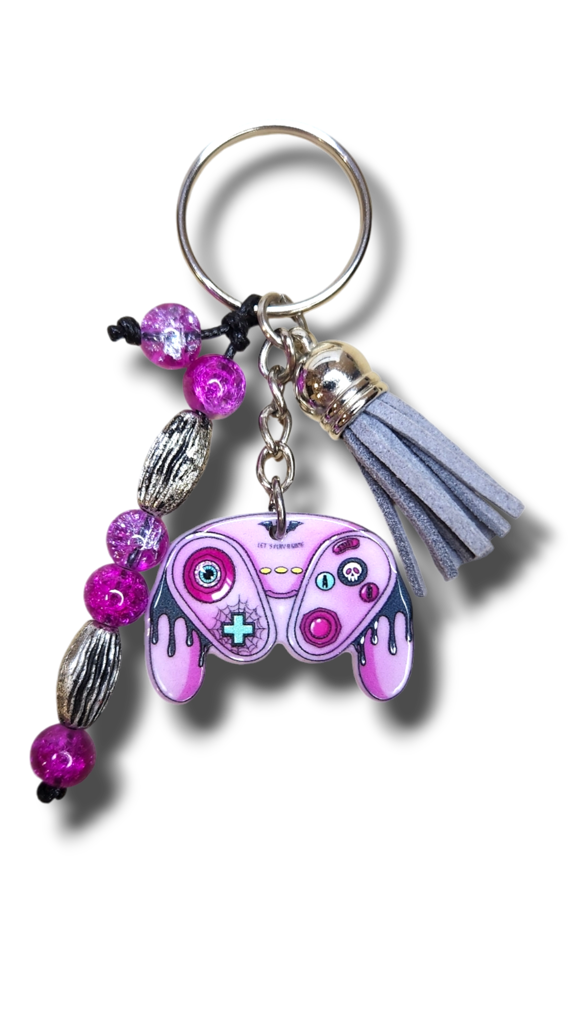 Pink controller Beaded Keyring