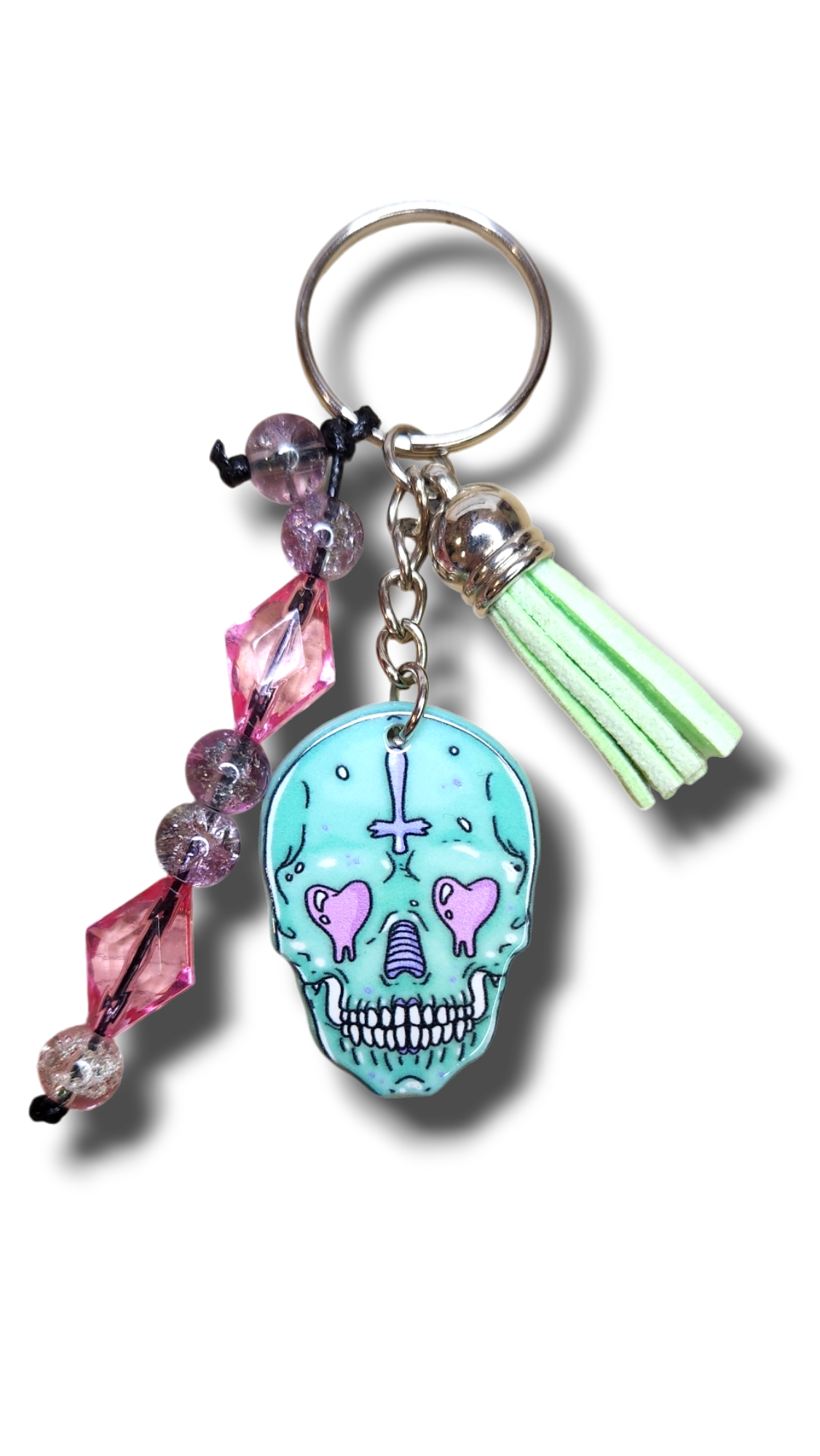 Pastel Skull Beaded Keyring