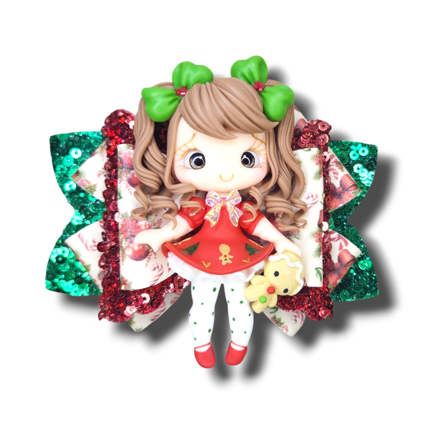 Xmas Girl Clay Bow