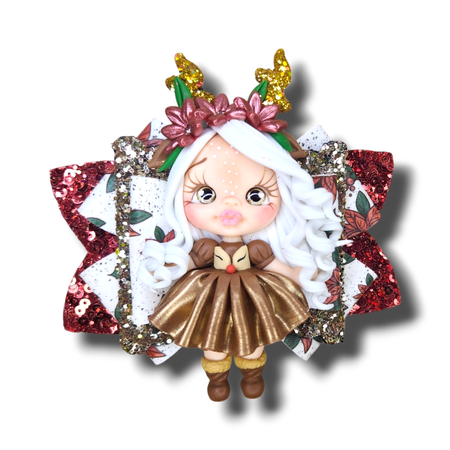 Reindeer Girl Clay Bow