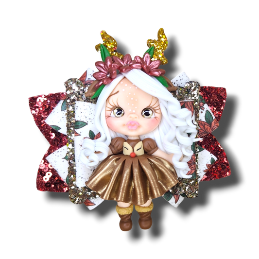 Reindeer Girl Clay Bow