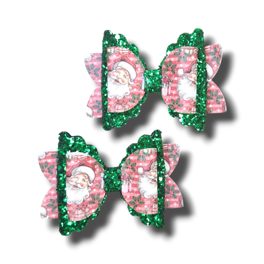 Santa Stripes Piggy Bows