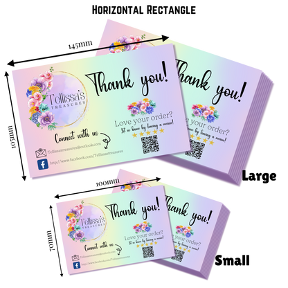 Custom Horizontal Rectangle Gloss 300gsm Thank You Cards