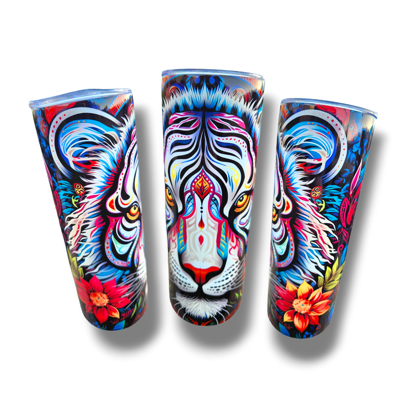 White Tiger 20oz Tumbler Multi-Lid