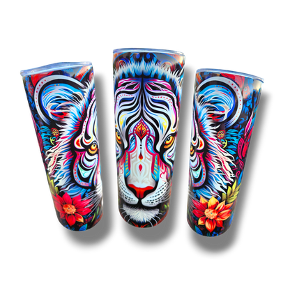 White Tiger 20oz Tumbler Multi-Lid