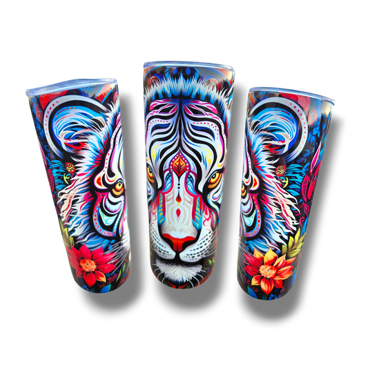 White Tiger 20oz Tumbler Multi-Lid